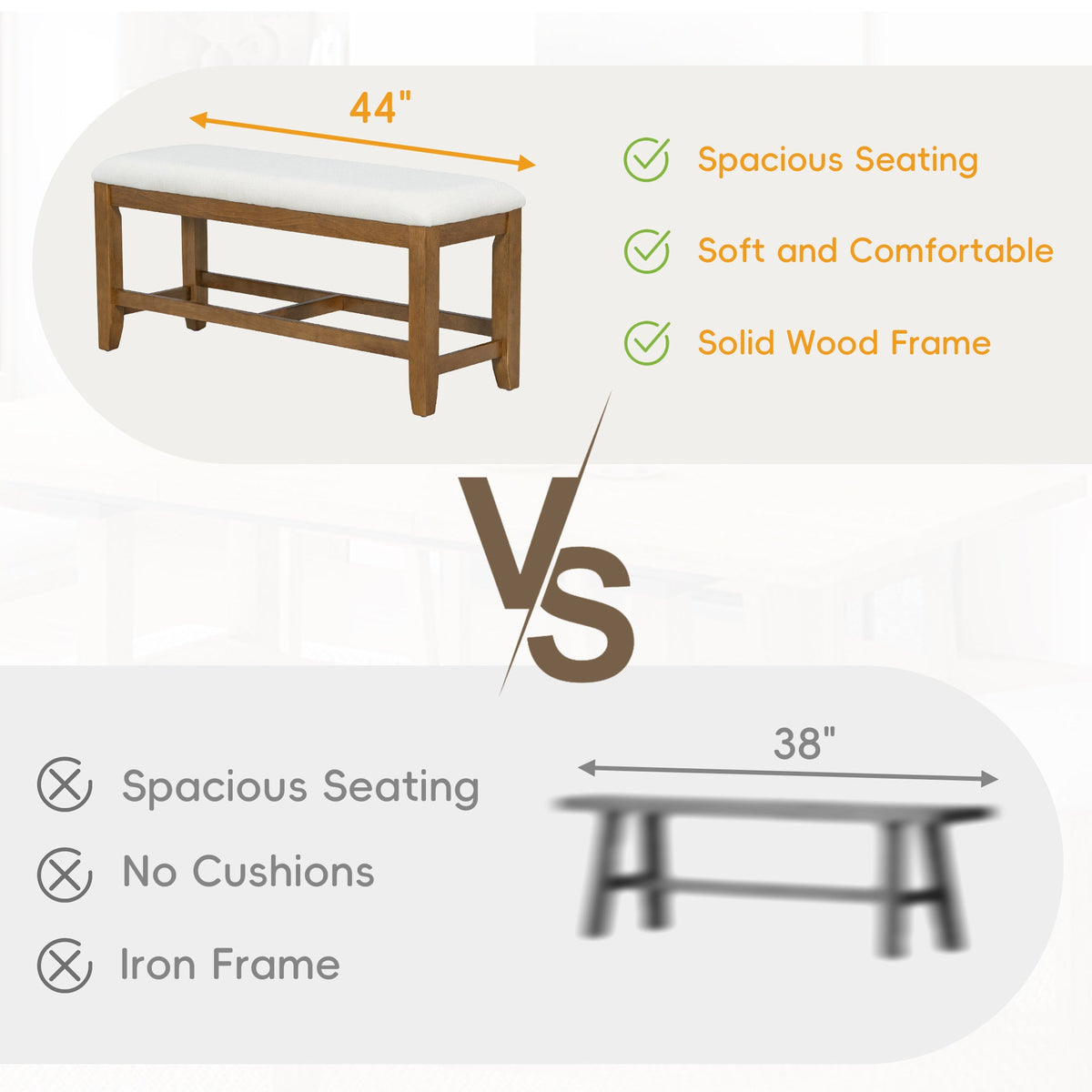 Farmhouse 76inch 6-Piece Extendable Dining Table Set Trestle Kitchen Table Set With 18inch Removable Leaf and Upholstere