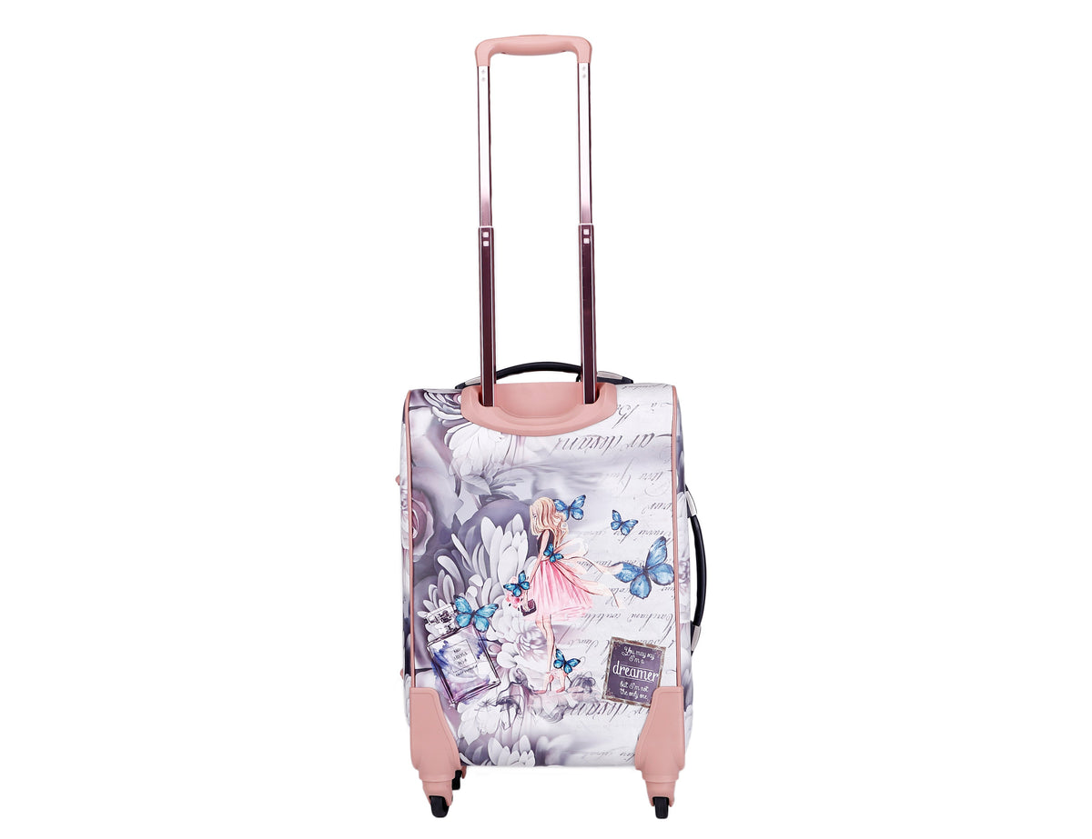 Maleta Arosa con estampado floral y ruedas giratorias