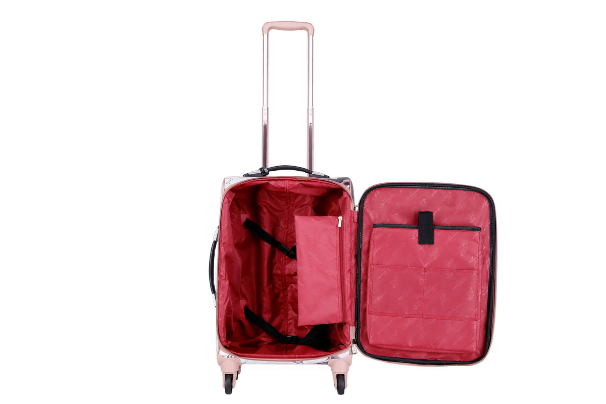 Maleta Arosa con estampado floral y ruedas giratorias
