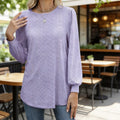 Hollow-out Long-sleeve Round Neck