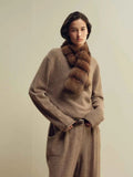 Firelady Fur Mink Fur Scarf Russian Imported Trendy Retro Vintage-Style Ribbed Patchwork