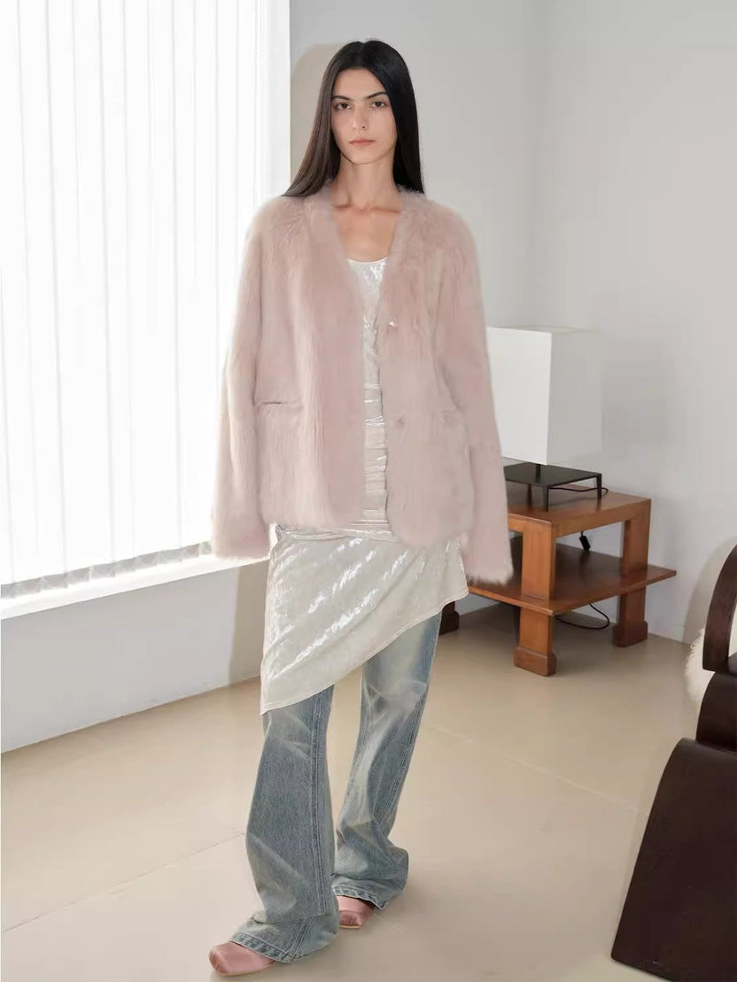 Abrigo rosa de piel de oveja Toscana Babylon Phantom Nights