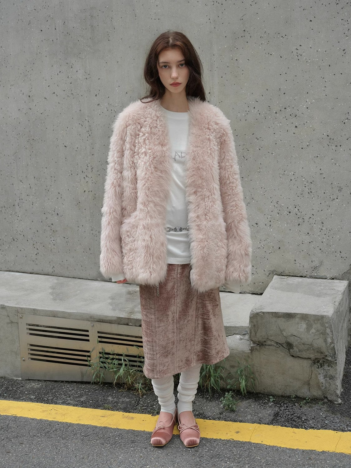 Castle Dusk Fashionable Casual V-Neck Italian Tuscan Sheepskin Coat