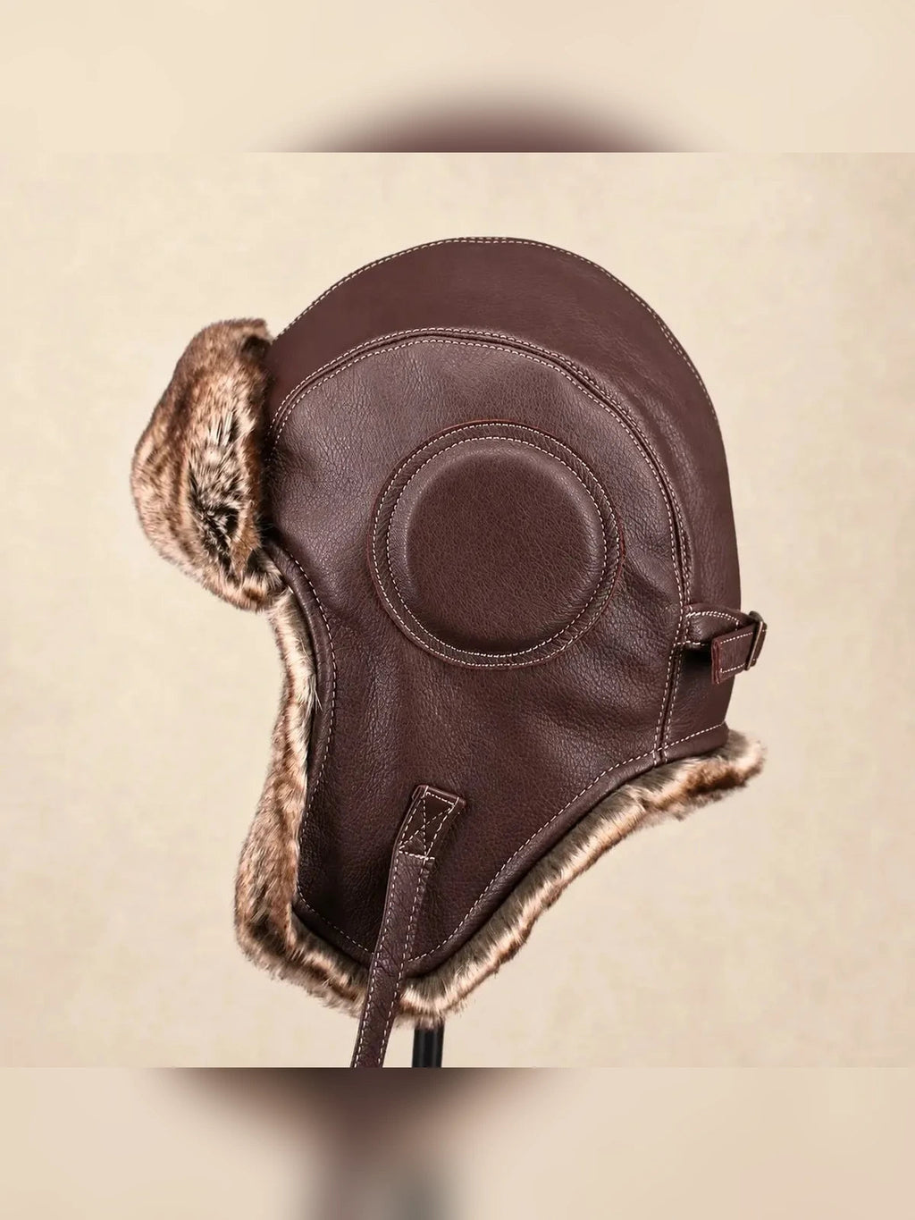 Unisex czapka lotnicza w stylu vintage z naturalnej skóry owczej