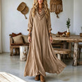 Women's Elegant Bohemian Textured Solid-color Long Dress