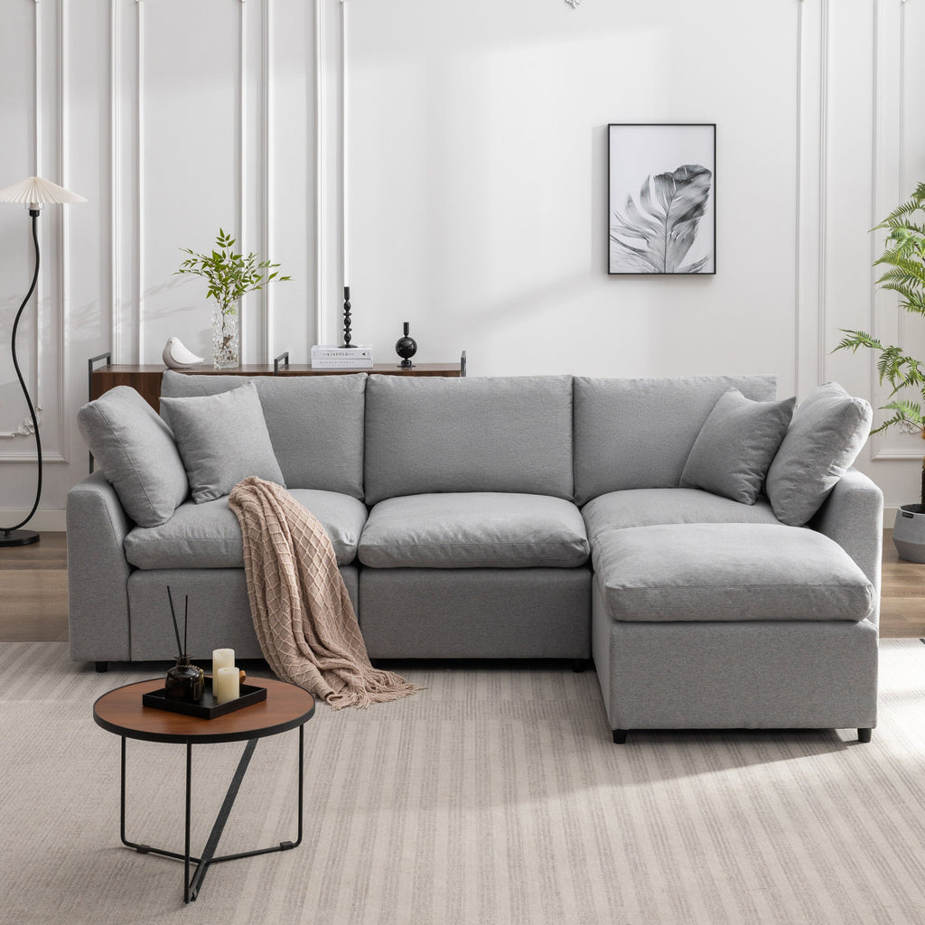 Down Filled Upholstery Convertible Sectional Sofa, L Shaped Couch With Reversible Chaise