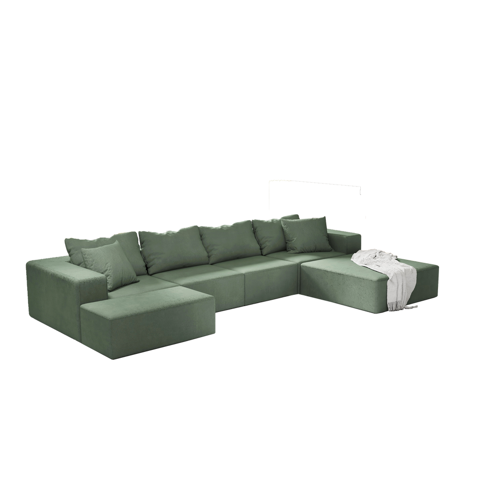 Sofá seccional tapizado moderno, conjunto de sofá modular en forma de L de 132" para sala de estar con 6 cojines, envío gratis