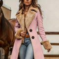 Retro Denim Women's Western-style Trench Coat With Plush Lining