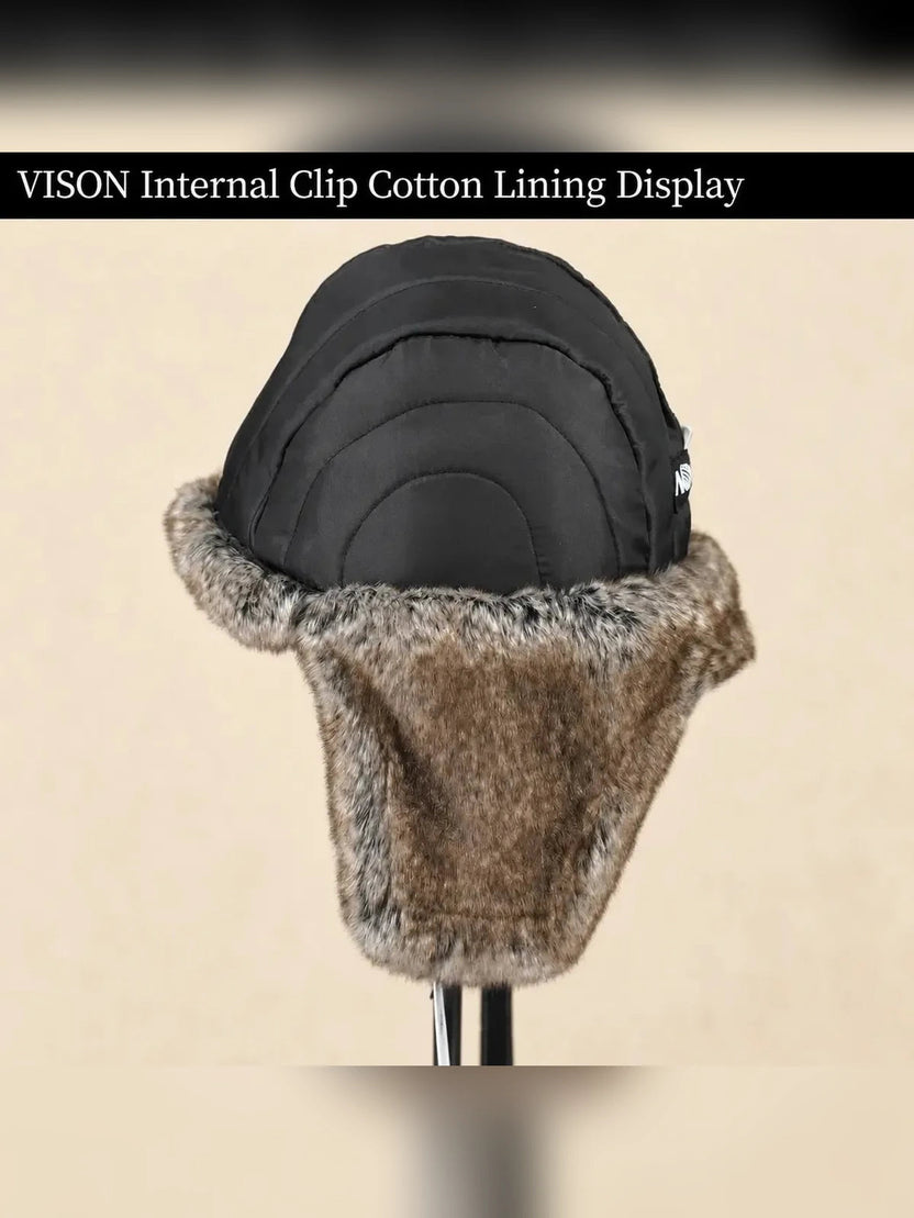 Chapka d'aviateur unisexe en cuir de mouton véritable style vintage