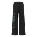 Wide Leg Sweatpants with Elastic Drawstring Waist, Distressed Frayed Edges
