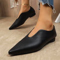 Arrival Pointed-toe Low-cut Leather Shoesversatile Granny-style Flats
