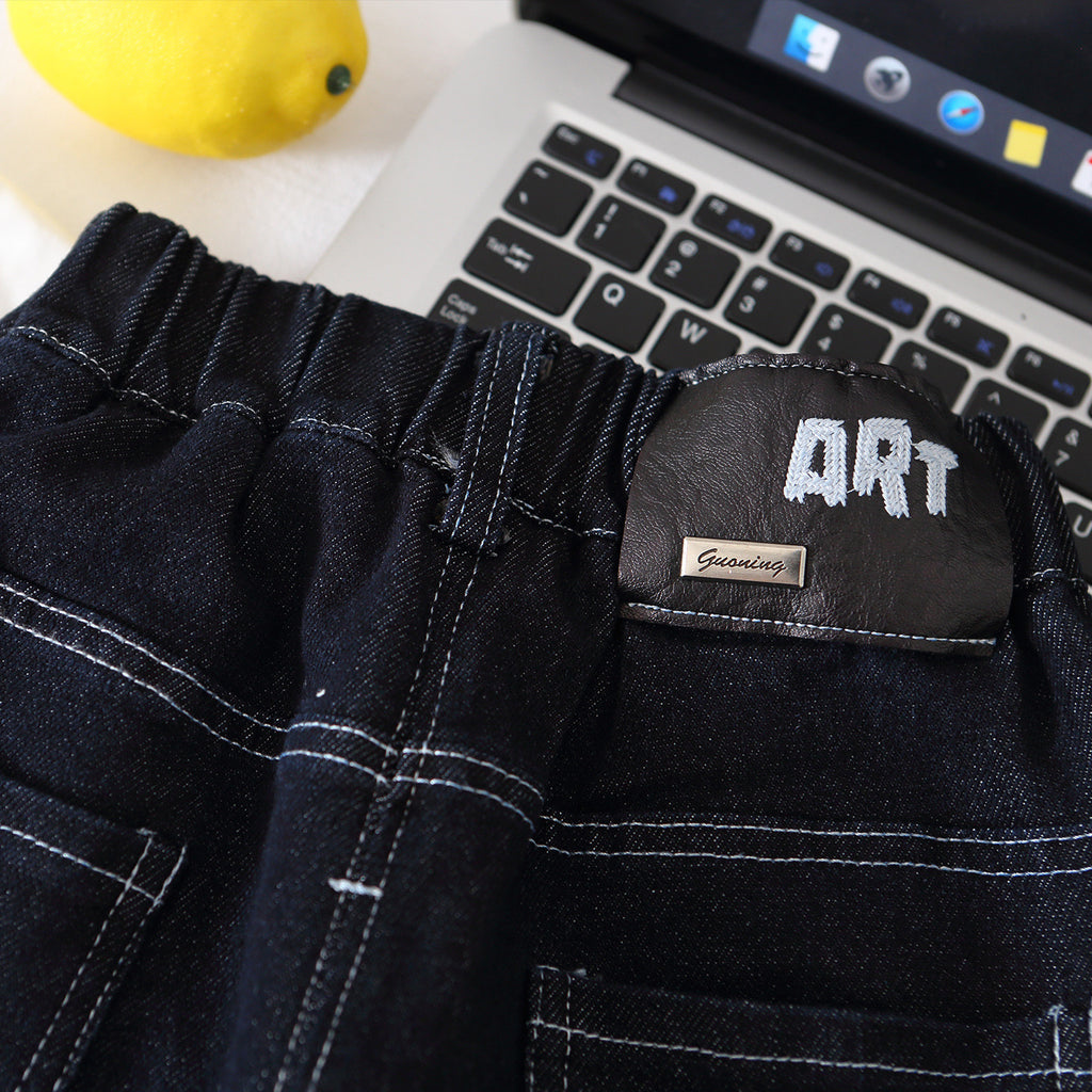 Lösa cargobyxor i denim för pojkar