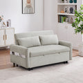 55.1" Pull Out Sleep Sofa Bed Loveseats Sofa Couch With Adjsutable Backrest, Storage Pockets, 2 Soft Pillows, USB Ports