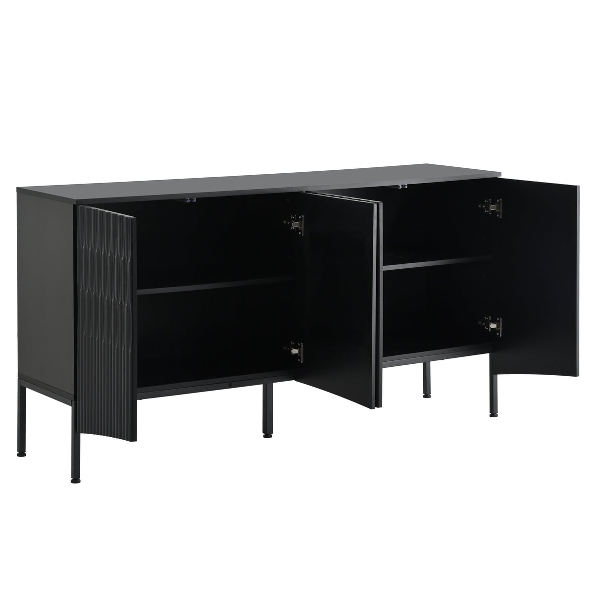 Elegant Sideboard Featuring Curved Bottom Doors With Arched Groove Design in a Stylish Four-Door Layout,Suitable for Liv
