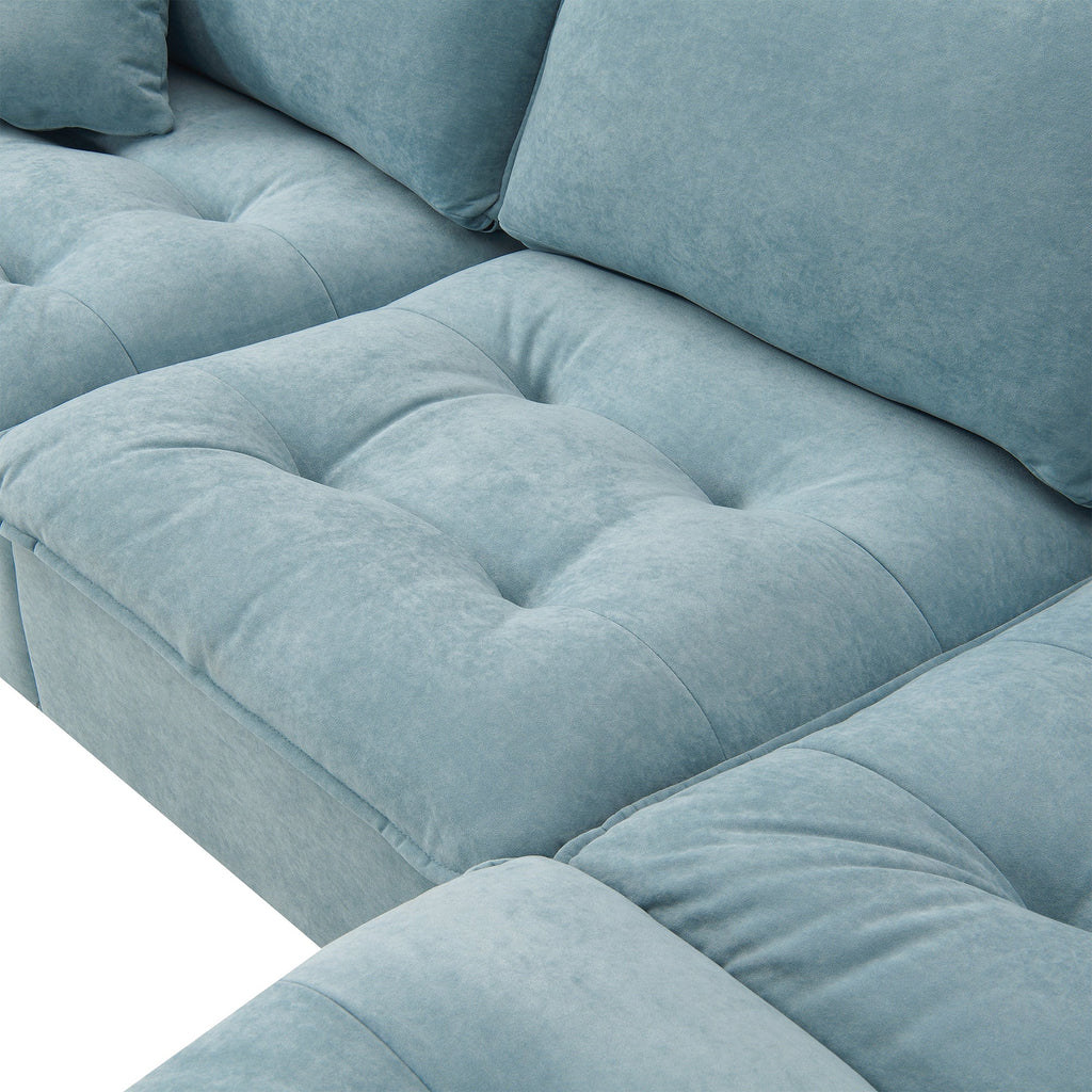 Sofá seccional convertible moderno de 100*59", sofá en forma de L reversible con cojines gratis, sofá cama de terciopelo de gamuza de 4 plazas