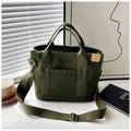 New Unisex Women's Canvas Tote Bag - Large Capacity Eco-Friendly Shopping Bag - Casual Artistic Canvas Bag - Military Green