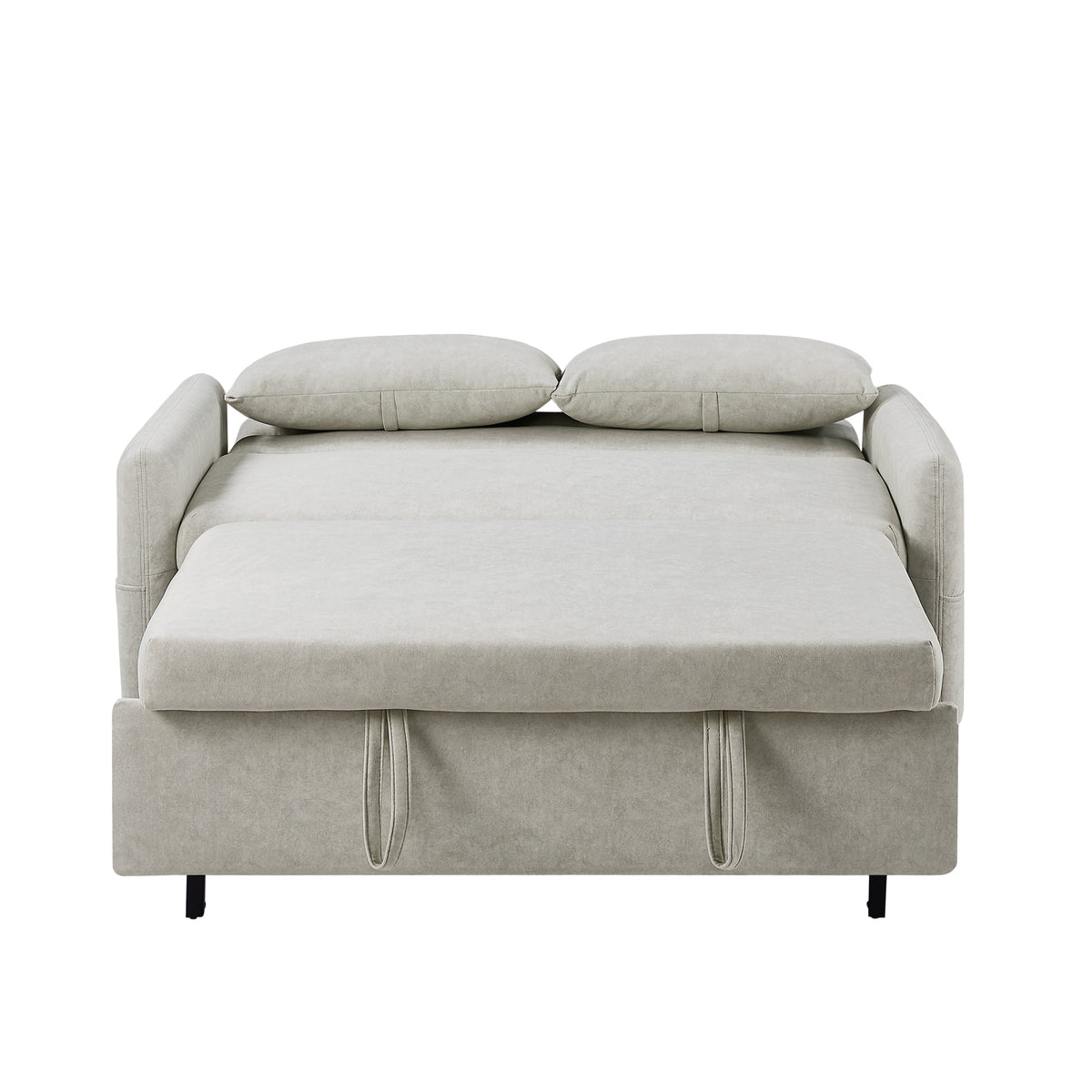 55.1" Pull Out Sleep Sofa Bed Loveseats Sofa Couch With Adjsutable Backrest, Storage Pockets, 2 Soft Pillows, USB Ports
