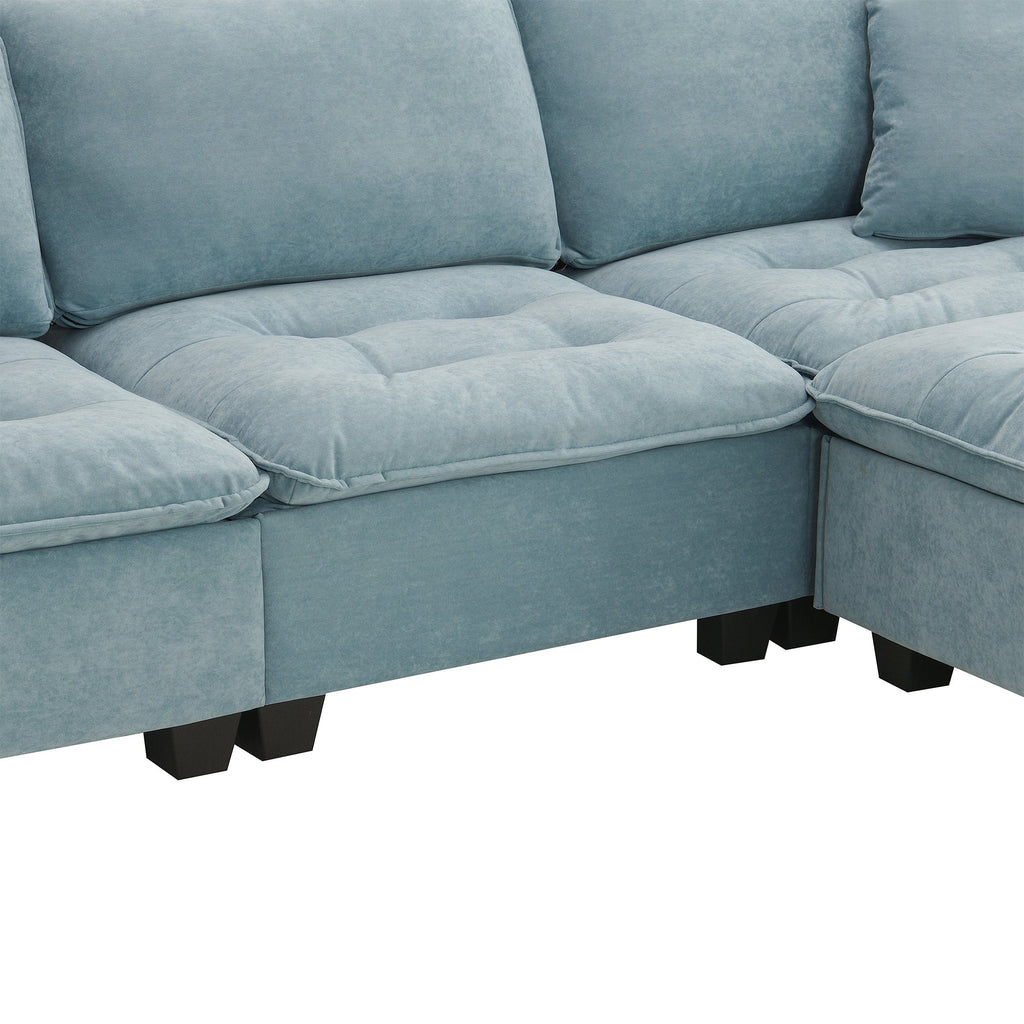 Sofá seccional convertible moderno de 100*59", sofá en forma de L reversible con cojines gratis, sofá cama de terciopelo de gamuza de 4 plazas