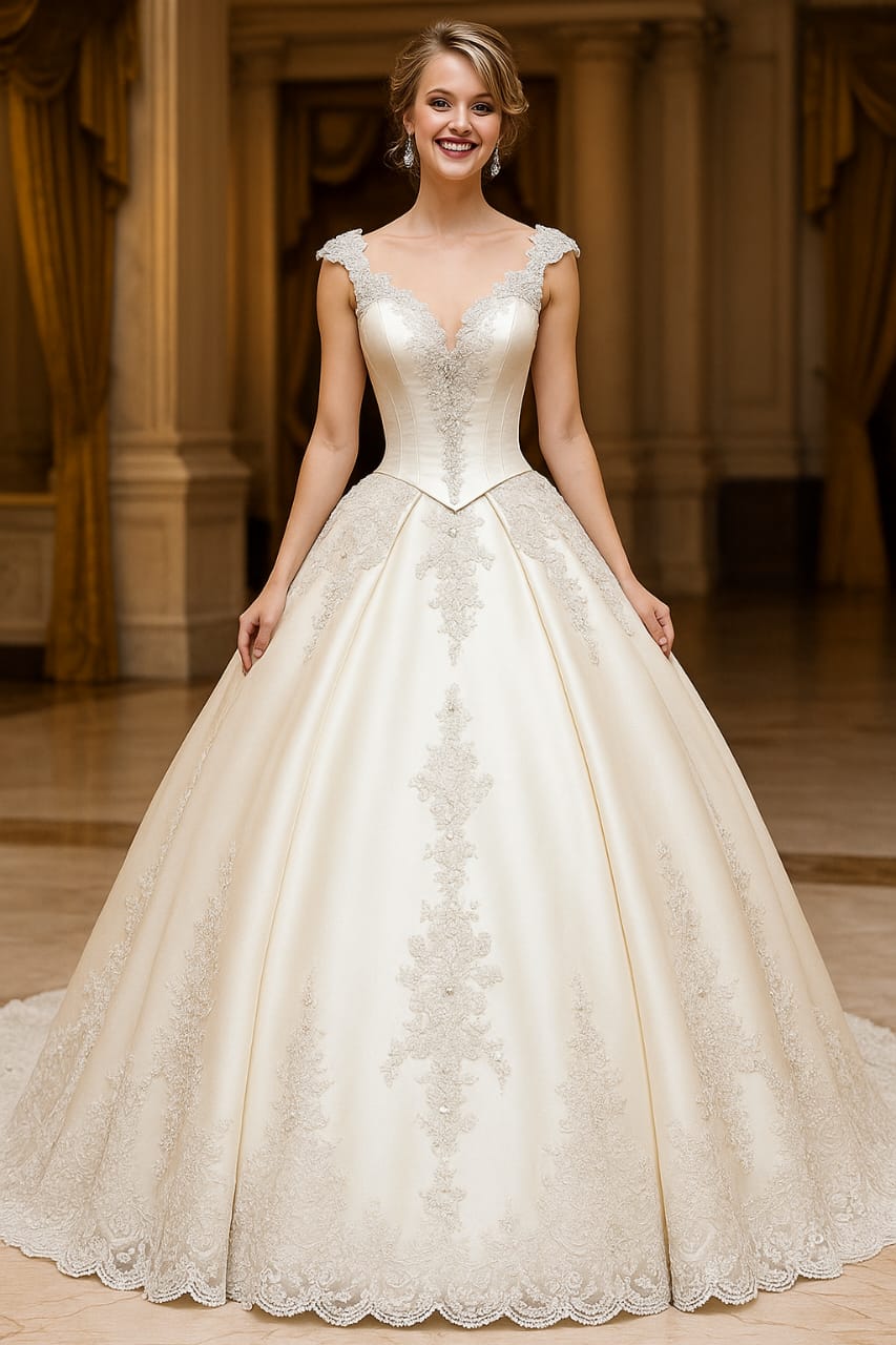 Vestido de novia vintage de línea A con mangas casquillo Sam