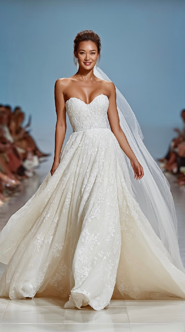 Vestido de novia Hana corte en A sin tirantes