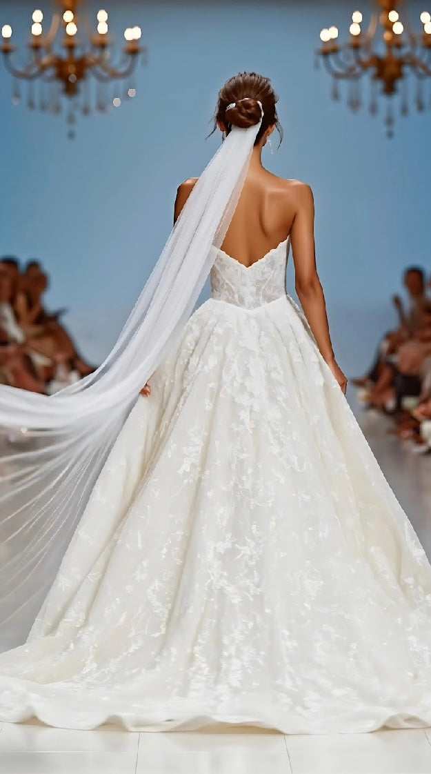 Vestido de novia Hana corte en A sin tirantes