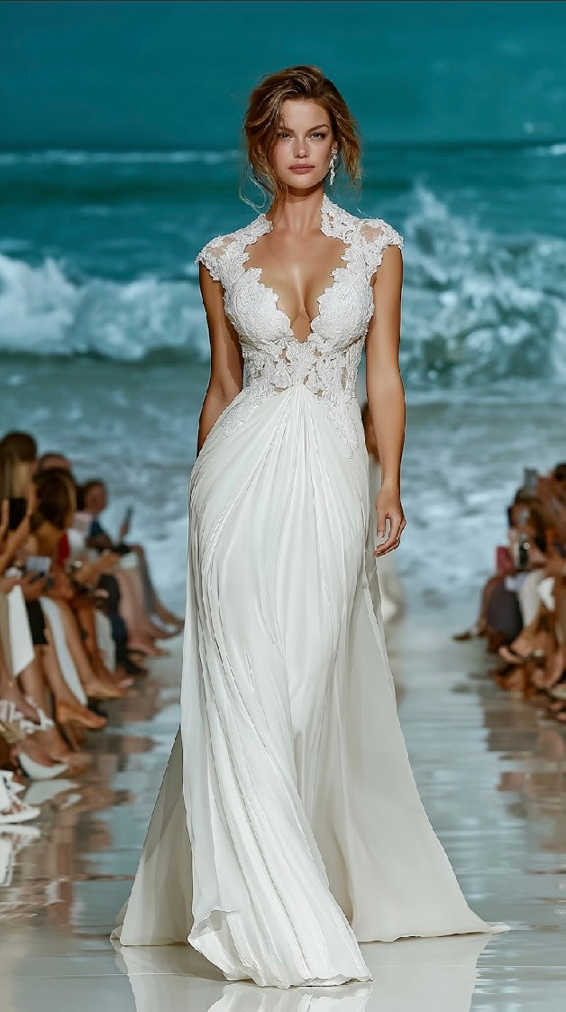 Fabiola High Collar Open Back Bridal Gown