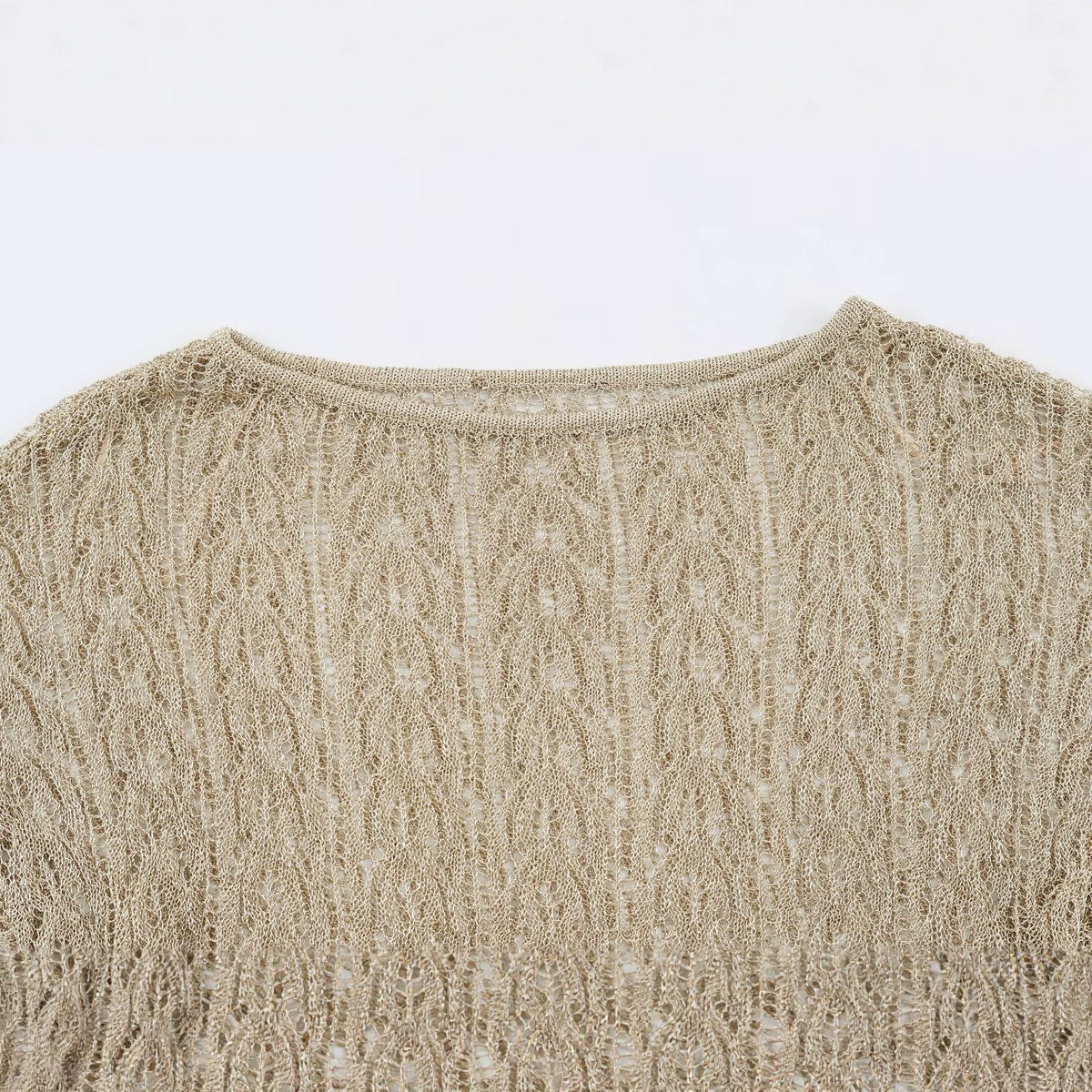 Metallic thread with belt knitted sweater top for women