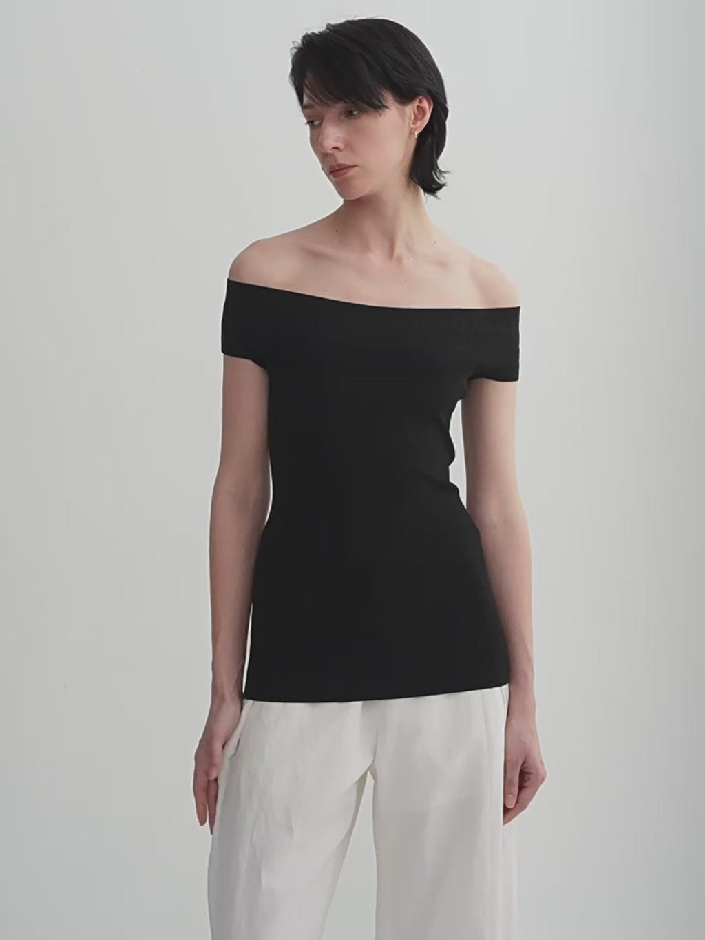 Camiseta de verano para mujer de punto, elegante, sin tirantes, de un solo hombro, multicolor y con mezcla de seda de morera