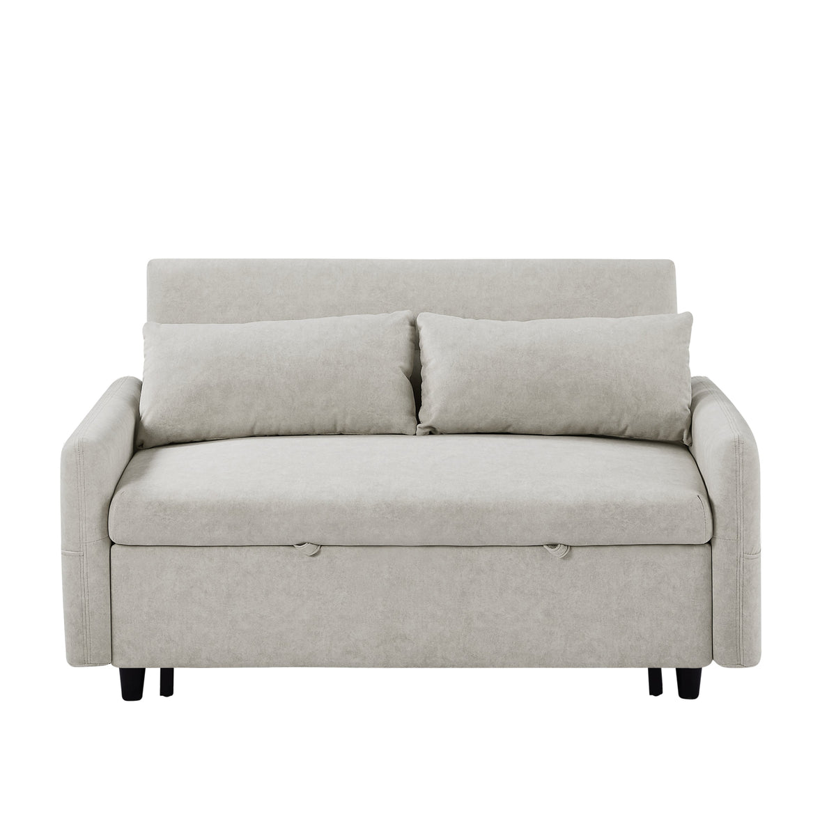 55.1" Pull Out Sleep Sofa Bed Loveseats Sofa Couch With Adjsutable Backrest, Storage Pockets, 2 Soft Pillows, USB Ports