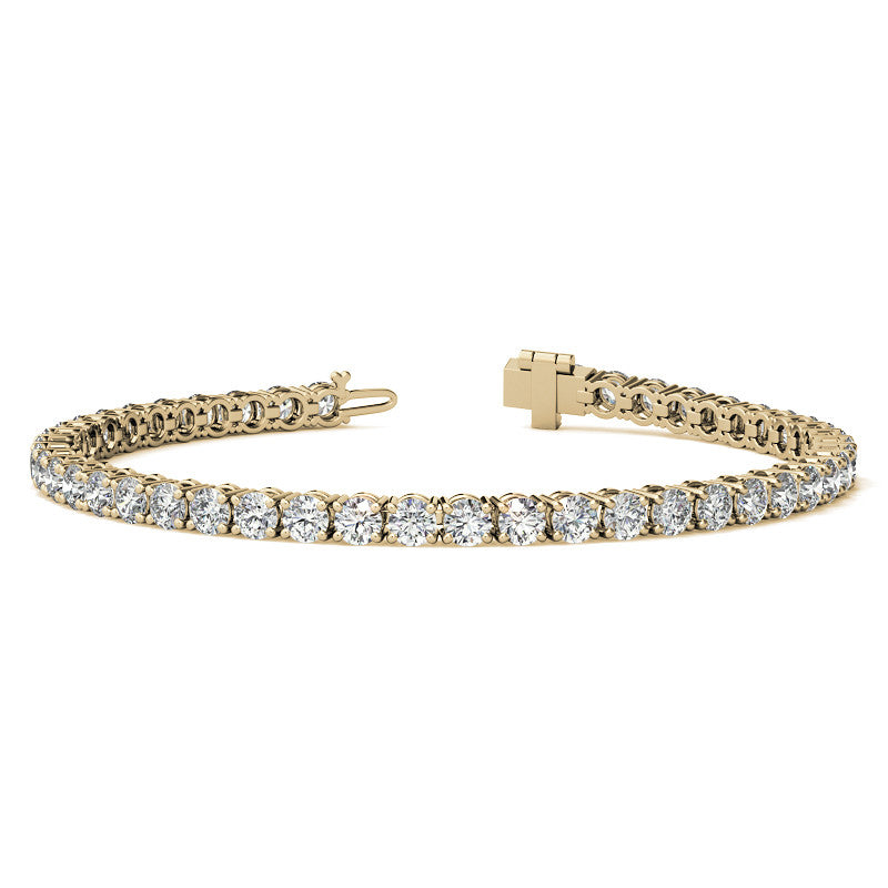 Pulsera de tenis con 6.5 quilates de diamantes creados en laboratorio (G/VS) en oro blanco o amarillo de 14k - Certificado AGI