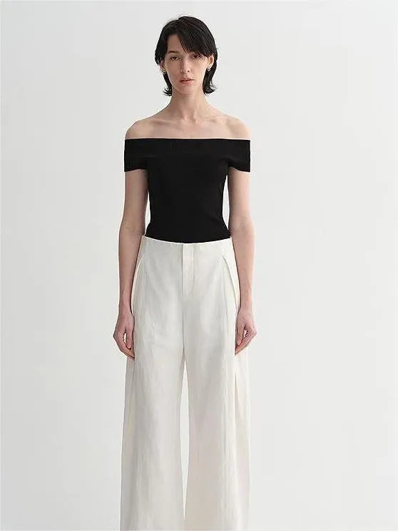 Camiseta de verano para mujer de punto, elegante, sin tirantes, de un solo hombro, multicolor y con mezcla de seda de morera