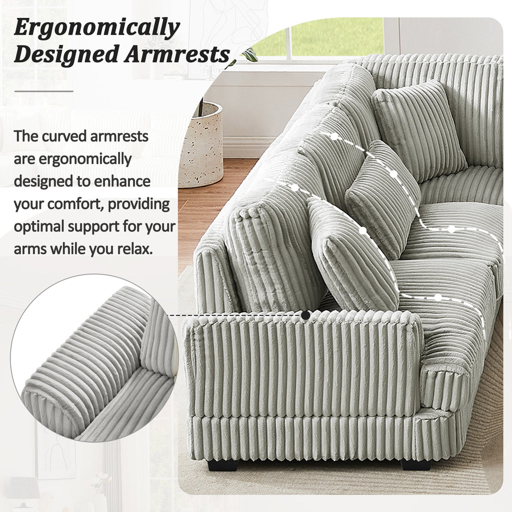 129" Oversized Sectional Sofa U-Shaped Sofa Couch Modern Sofa Upholstered in Soft Corduroy With a Chaise Lounge for Livi