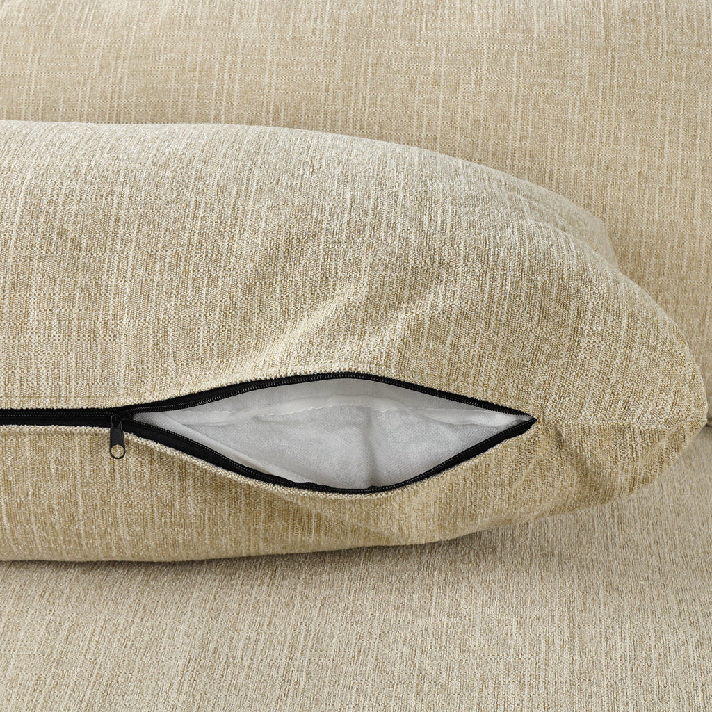 128" Sectional Sofa Cloud Sofa Chenille Upholstered Sofa  Couch With Movable Ottoman, Comfortable Seat Cushions, Chargin