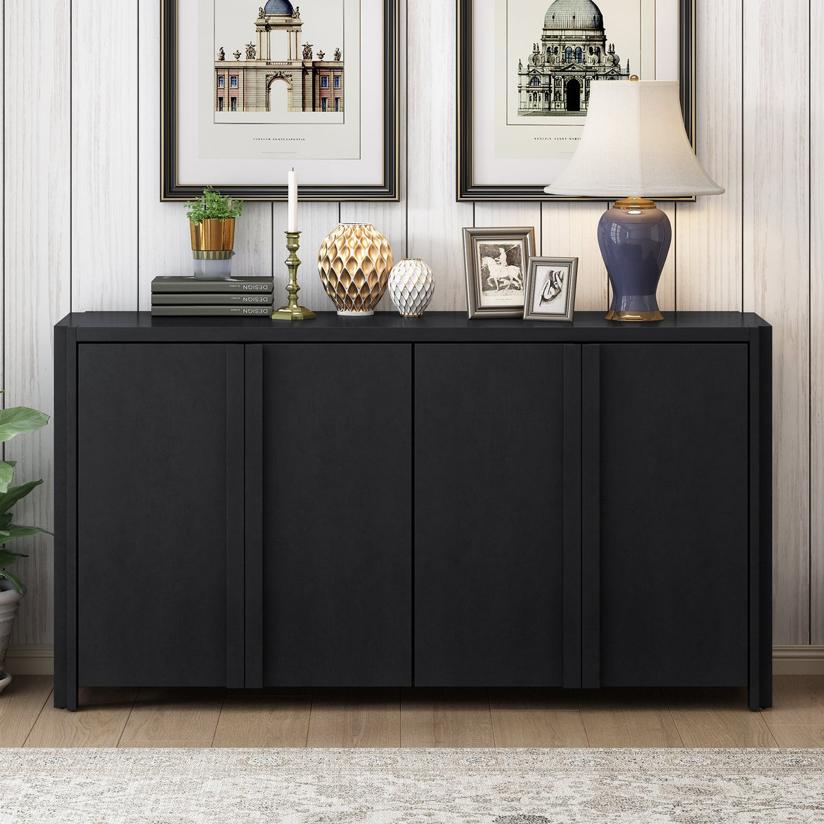 Designed Storage Cabinet Sideboard With 4 Doors , Adjustable Shelves, Suitable for Living Rooms, Entrance and Study Room