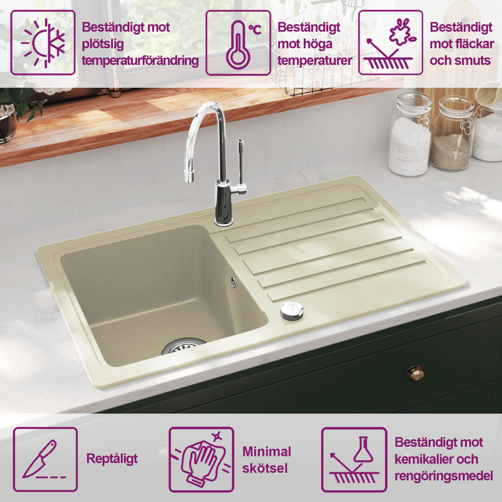 vidaXL Diskho granit enkel beige