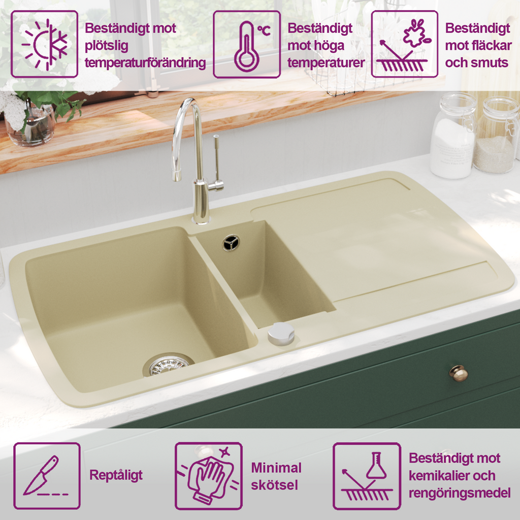 vidaXL Diskho granit dubbel beige