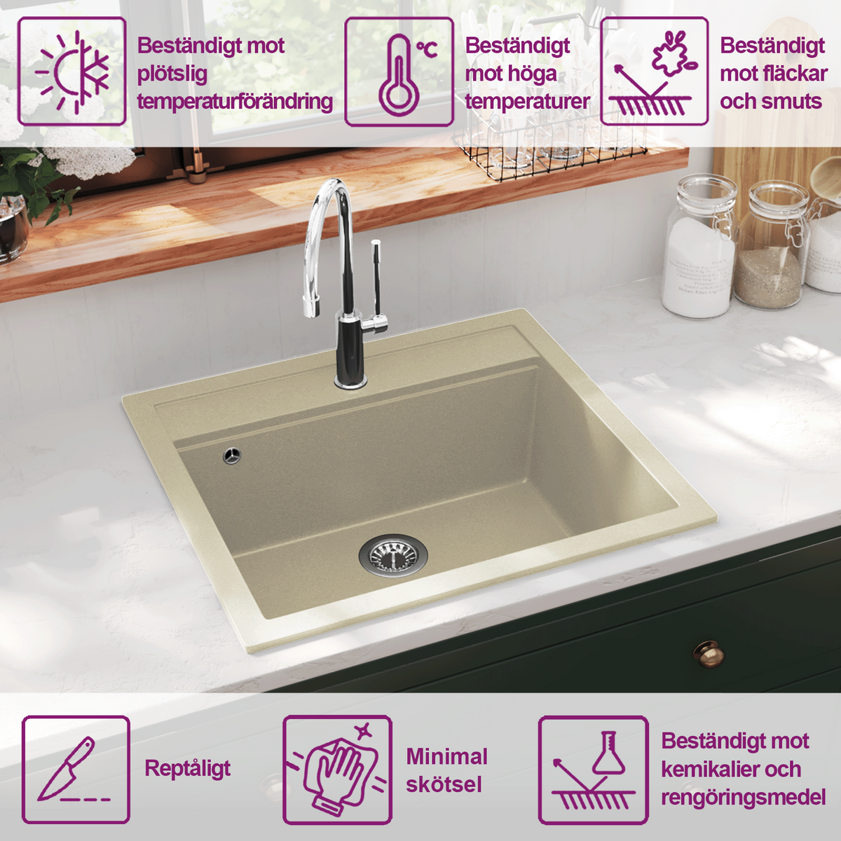 vidaXL Diskho granit enkel beige