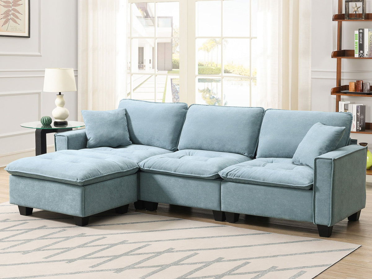 Sofá seccional convertible moderno de 100*59", sofá en forma de L reversible con cojines gratis, sofá cama de terciopelo de gamuza de 4 plazas