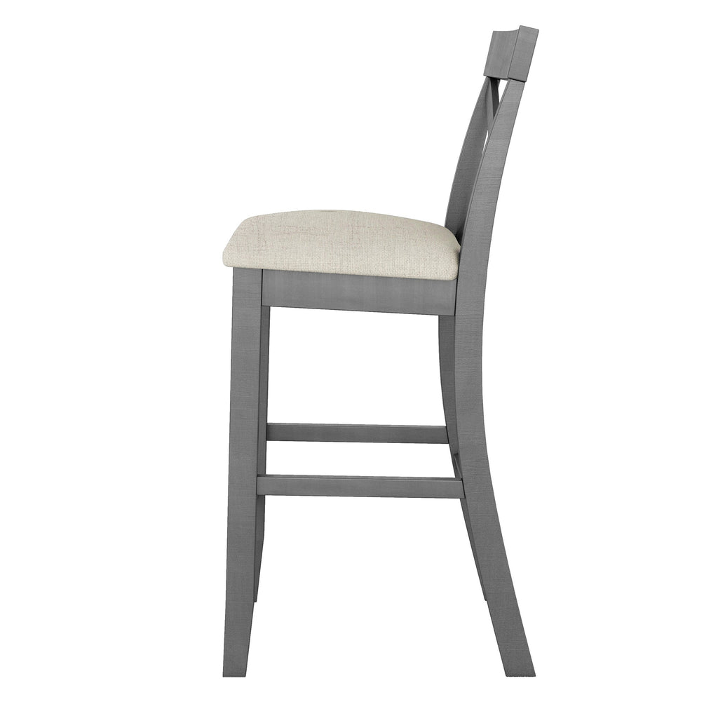 Farmhouse 48"Rectangular Wood Bar Height Dining Set Kitchen Breakfast Nook With 2 Chairs for Small Places,Gray