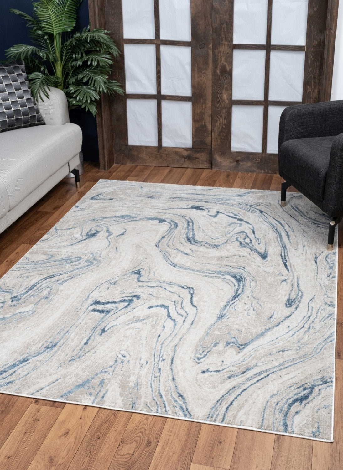 Alfombra Elegance GC_CNC6010 color marfil de 5 pies 3 pulgadas x 7 pies 3 pulgadas