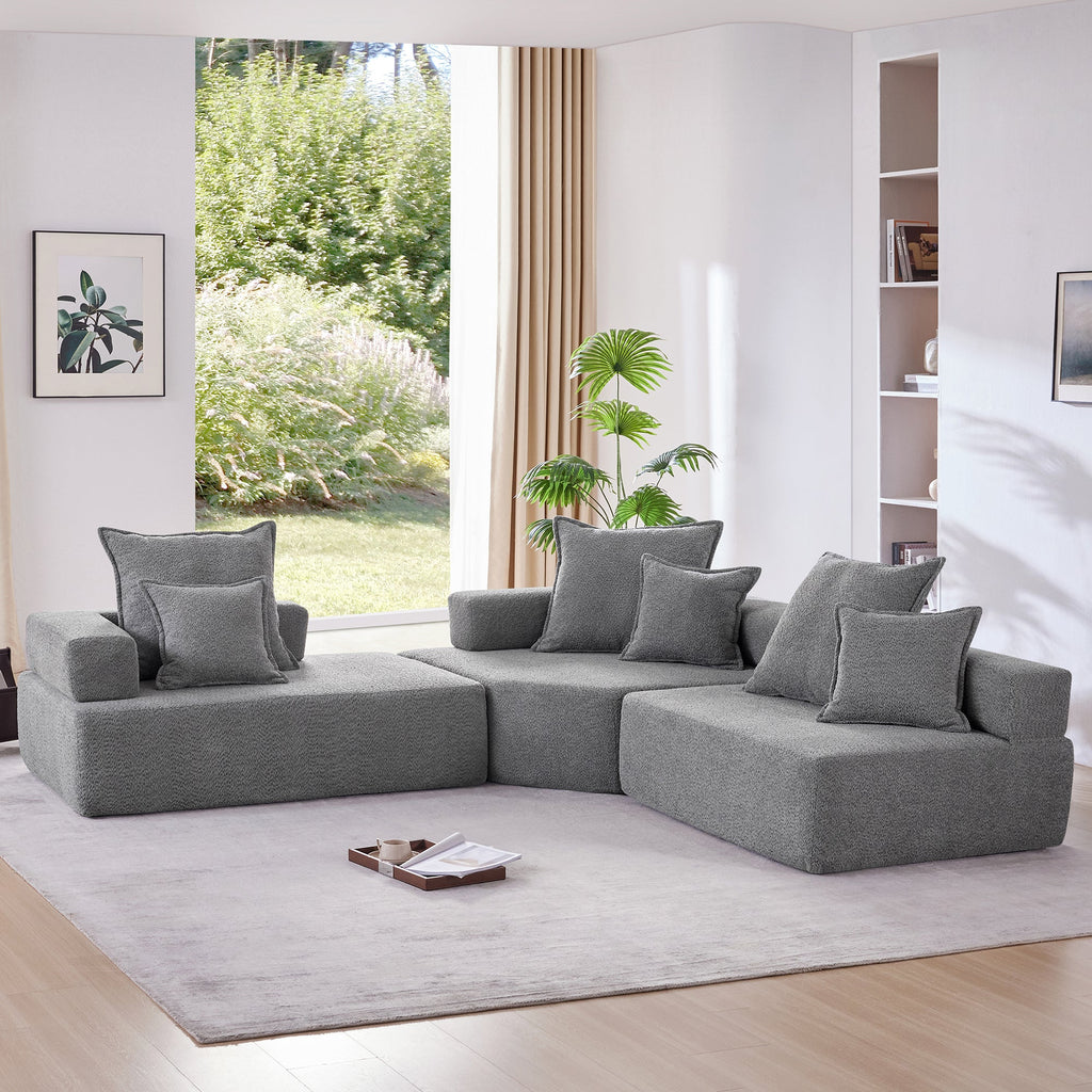 Oversized Modular L Shaped Sectional Sofa,Luxury Boucle Floor Couch Set,Convertible Sleeper Couch,Spacious Foam-Filled S