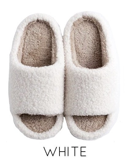 Öppen tå-tofflor med rolig design