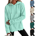 Loose-fit Long-sleeve Pullover With Drawstring Wavy Hem And Kangaroo Pocket