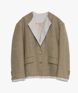 "London Diary"old Money Style Contrasting Lapel Wool Blazer