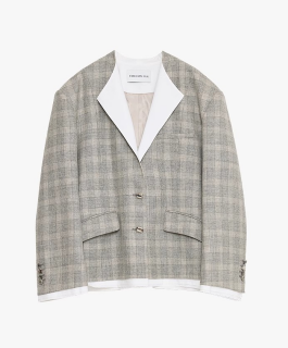 "London Diary"old Money Style Contrasting Lapel Wool Blazer