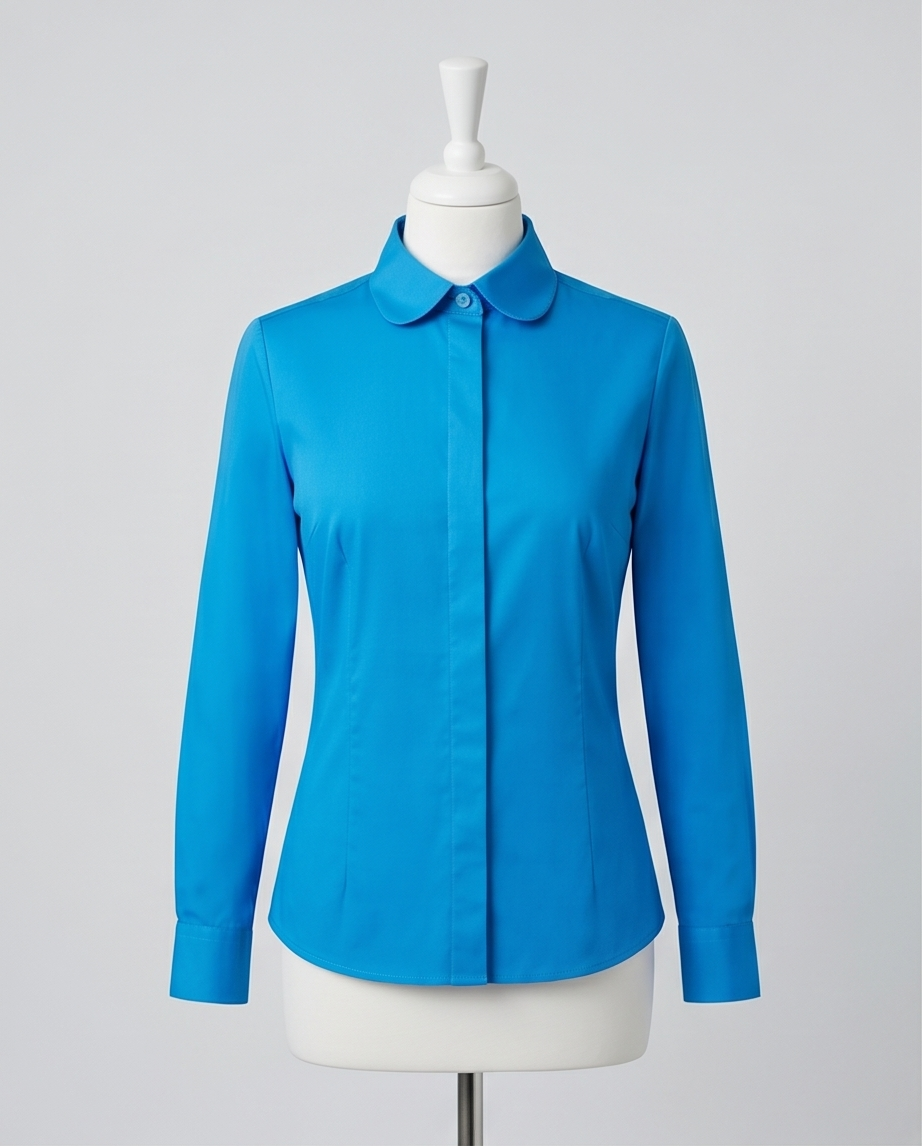 Camisa entallada de mujer azul 100% algodón