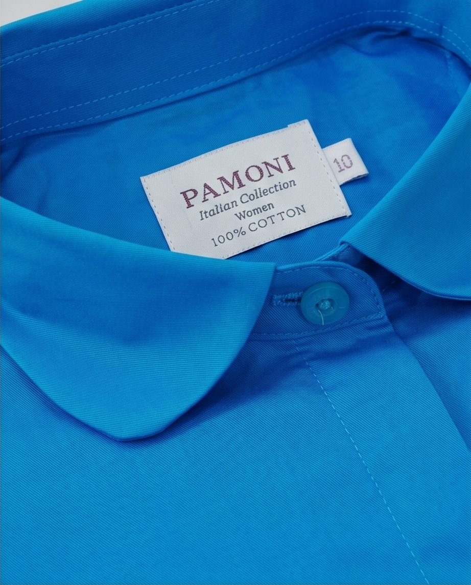 Camisa entallada de mujer azul 100% algodón