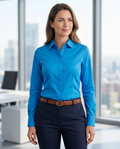 Camisa entallada de mujer azul 100% algodón