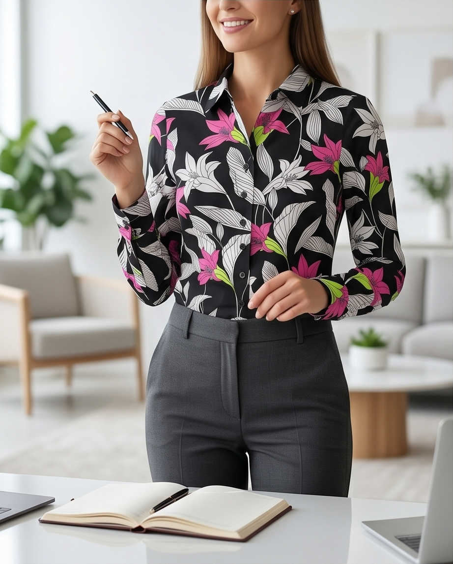 Exotic Bloom Extra Slim Fit-skjorta i bomull
