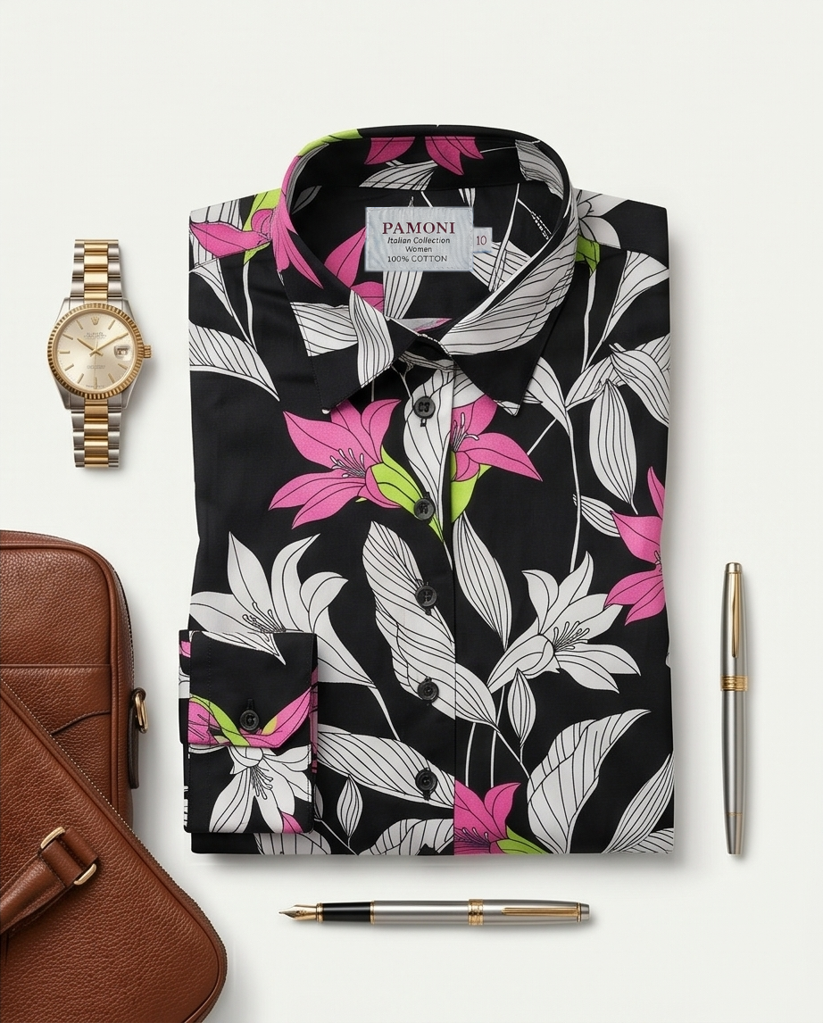 Exotic Bloom Extra Slim Fit-skjorta i bomull